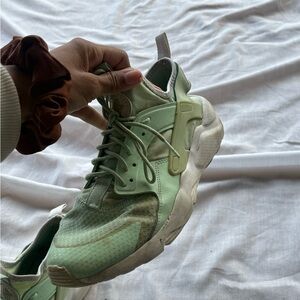 Green Nike Huaraches, used but in good condition, size 8